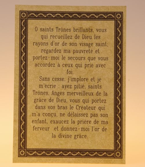 Parchemin prière trônes