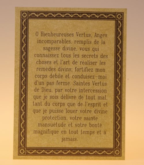 Parchemin de prière vertus