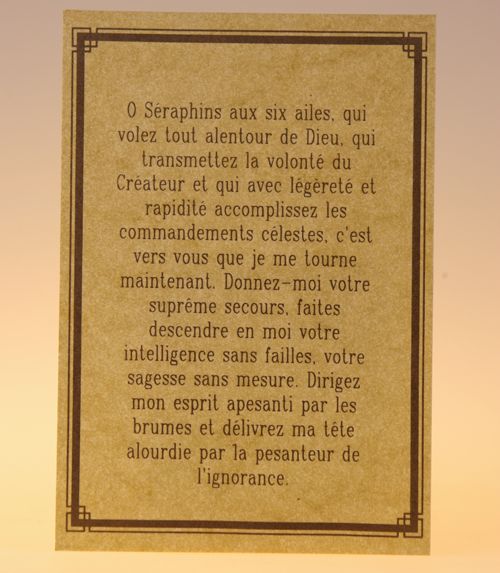 Parchemin prière séraphins
